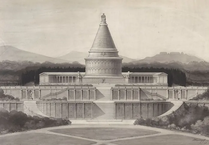 Projet de monument funéraire commémoratif de la défense de Paris (toiles encadrées)
