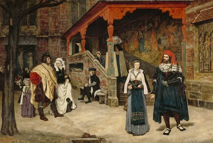 Rencontre de Faust et Marguerite, 1860 (panneaux aluminium)