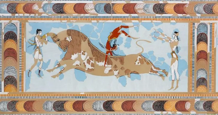 Outlet Reproduction de la fresque de l’Acrobate sur taureau Knossos (panneaux acryliques) Panneaux Acryliques