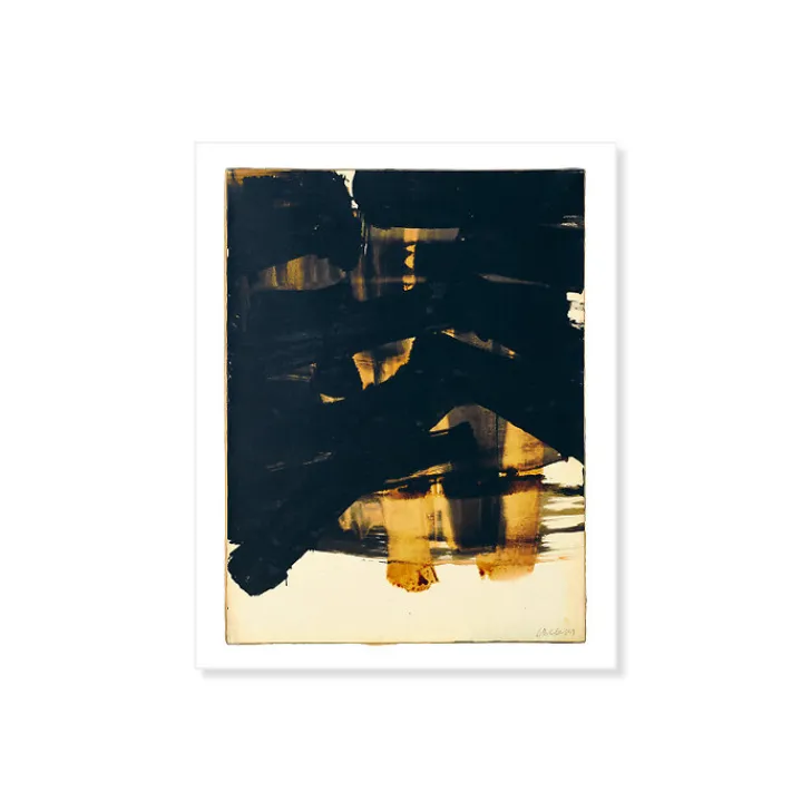 Online Reproduction Pierre Soulages - Encre sur papier marouflé sur toile, 1961 - 24x30 cm Affiches Et Reproductions