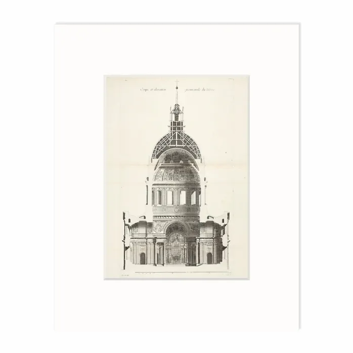 Reproduction sous Marie-Louise Jean-Michel Chevotet - Coupe et élévation géométrale du Dôme, 1736