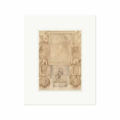 Reproduction sous Marie-Louise Léonard de Vinci - Sept études de têtes. Saint Jean Baptiste enfant