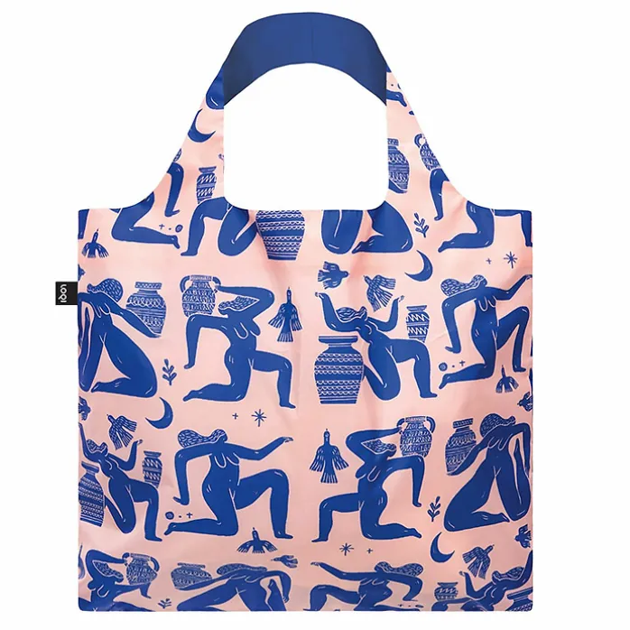 Sac Mark Conlan - Grèce Antique Bleu et rose recyclé - 50 x 42cm - Loqi