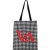 Sac Pied-de-poule blanc - V&A Sacs, Tote Bags