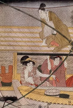 New Scène sur un bateau : le filet-épuisette (toiles encadrées) Toiles Encadrées|Affiches D'Art Encadrées