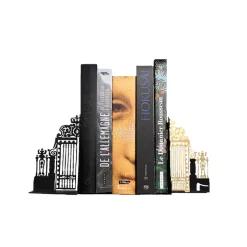 Clearance Serre-livres Grille de la cour d'Honneur - Noir - Droit Art De La Maison