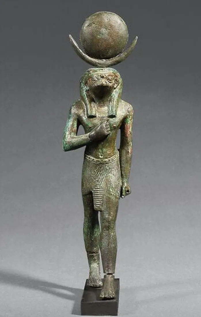 Statuette du dieu-lune à tête de faucon Khonsou (panneaux aluminium)
