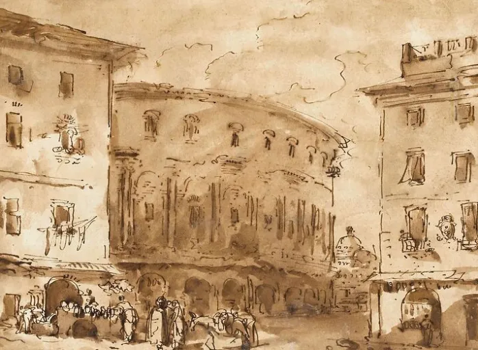 Théatre de Marcellus, vu de la piazza Montanara (panneaux aluminium)