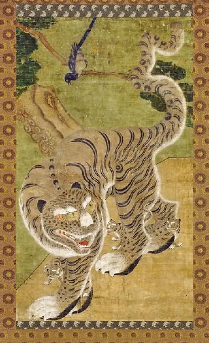 Tigre avec ses trois petits (détail) (affiches d'art encadrées)