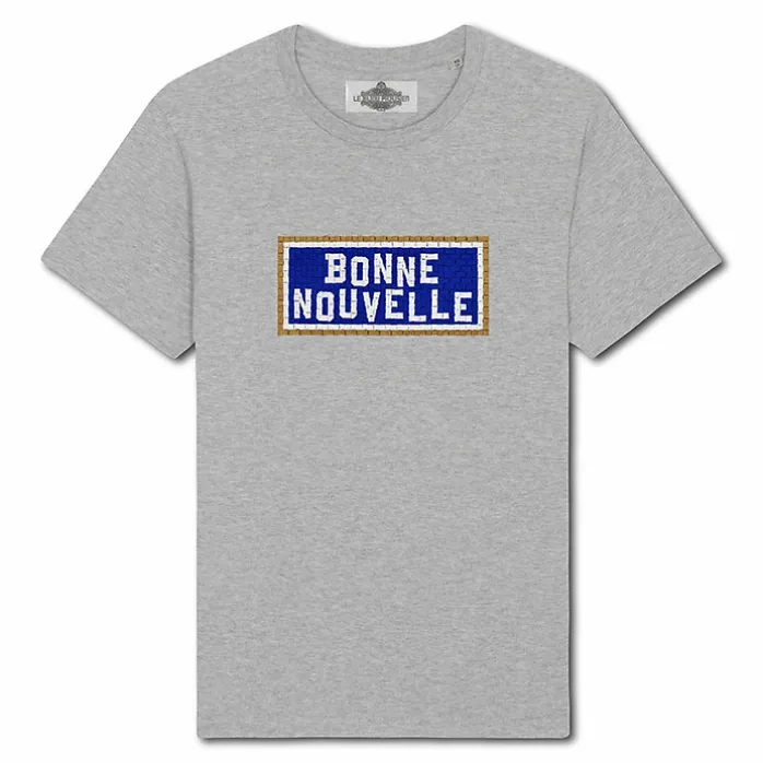 T-shirt brodé Bonne Nouvelle - Gris