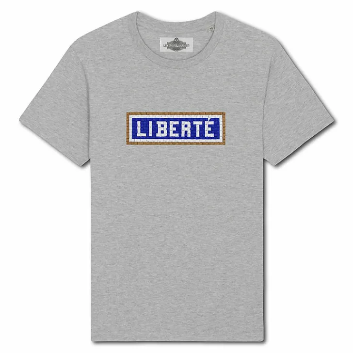 Hot T-shirt brodé Liberté - Gris T-Shirts Et Sweats