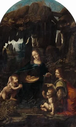 Vierge à l'Enfant avec saint Jean Baptiste et un ange, dite La Vierge aux rochers (toiles encadrées)