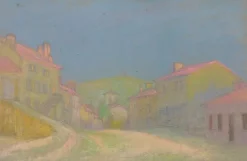 Village aux toits roses (toiles sans cadre)