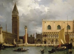 Vue d'une partie du palais ducal et de la Piazzetta à Venise (toiles sur châssis)