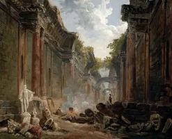 Vue imaginaire de la Grande Galerie du Louvre en ruines (toiles sans cadre) Toiles Sans Cadre|Affiches D'Art Encadrées